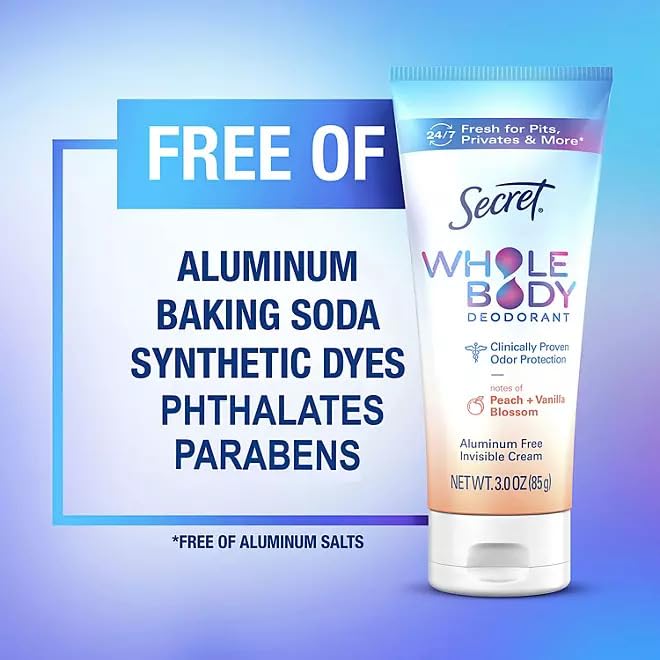 Secret aluminum-free formula gentle on skin.