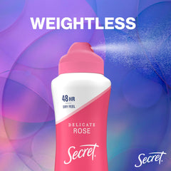 Secret Dry Spray with delicate rose scent is ideal for daily wear.