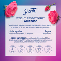 Secret Dry Spray dries quickly, delivering an instant dry feel.
