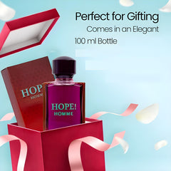 Secret Plus HOPE! Homme EDP atomizer-closeup highlights sleek design and refined scent.