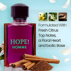 Secret Plus HOPE! Homme EDP sideview shows balanced silhouette for display.