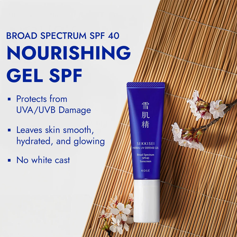 SEKKISEI Herbal UV Defense Gel swirl showing smooth, non-greasy texture