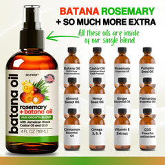 Ingredients blend with rosemary and castor in SELFWISE Batana Oil.