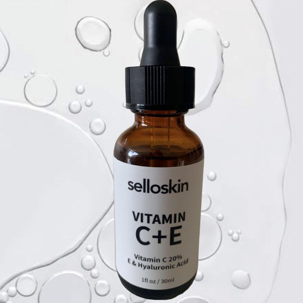 Selloskin Vitamin C Serum bottle pouring for brightness