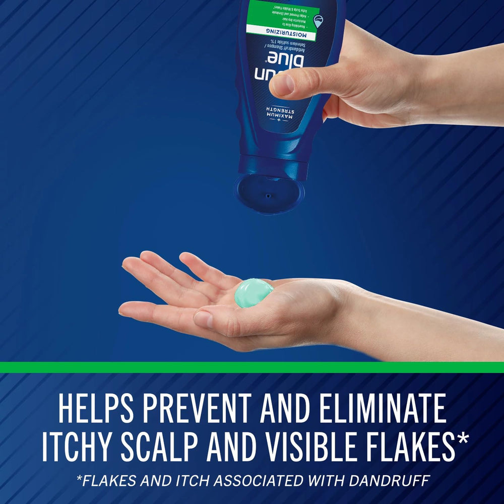 Selsun Blue bottle shown on a bathroom shelf for routine care