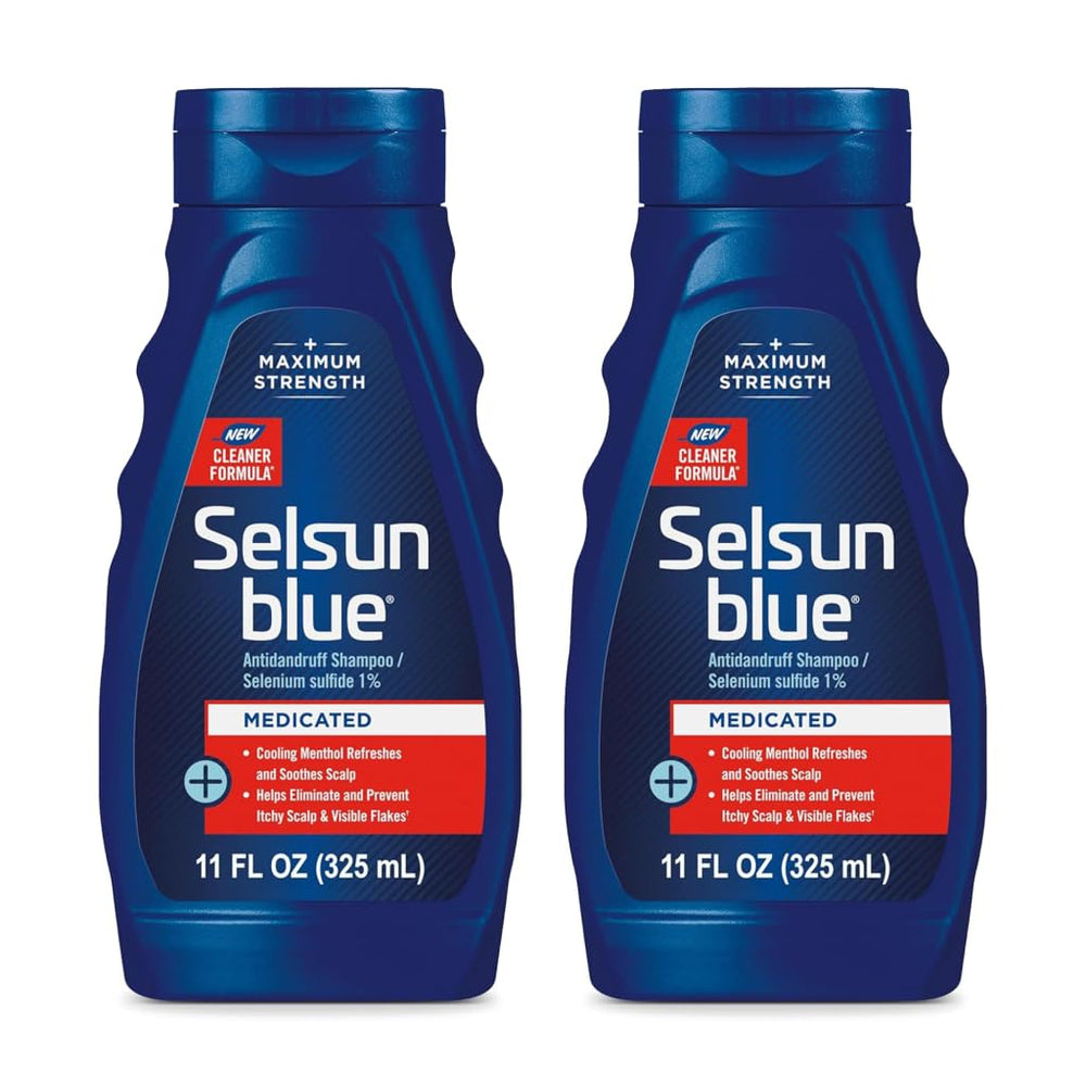 Selsun Blue medicated shampoo bottle front view for dandruff care