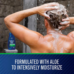 Selsun Blue moisturizer with aloe ingredients highlight for hair care.