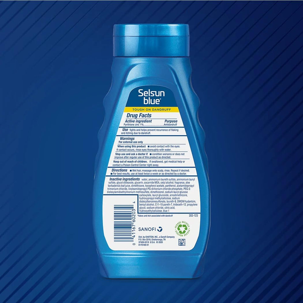 Selsun Blue water rinse action shows cleansing performance.