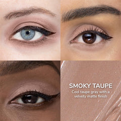 ShadowSense Smoky Taupe on lid illustrates durable, smudge-proof finish throughout the day.