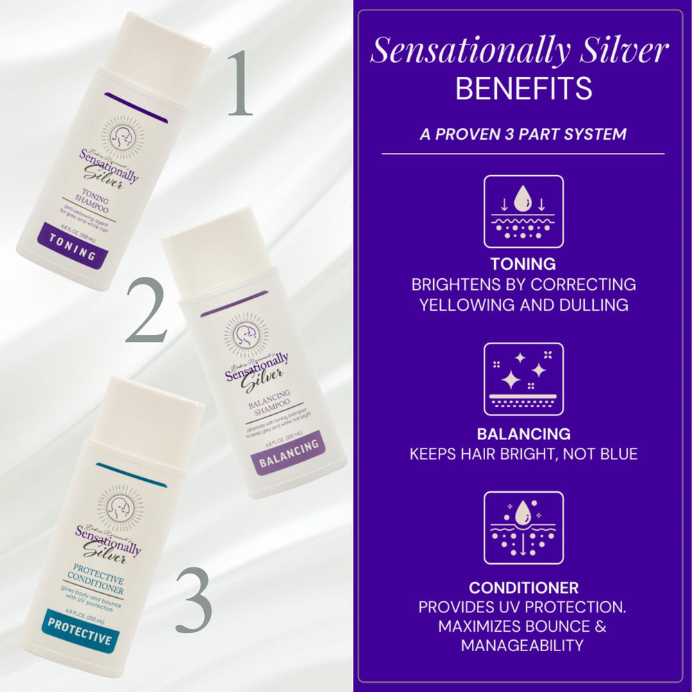 Silky texture close-up after use enhances softness in gray hair
