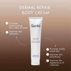 Sente Dermal Repair Body Cream pump shows easy application and quick absorption.