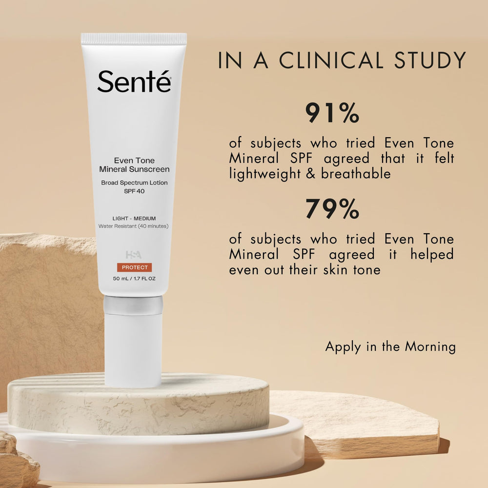 Sente Even Tone SPF 40 illustration communicates broad-spectrum protection for daily UV exposure