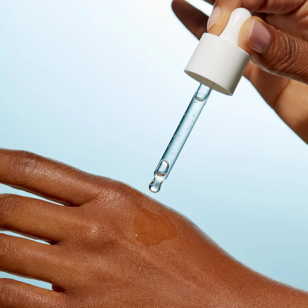 Sente Hydrate+ Serum on clean skin close-up showing calm, comfortable finish.