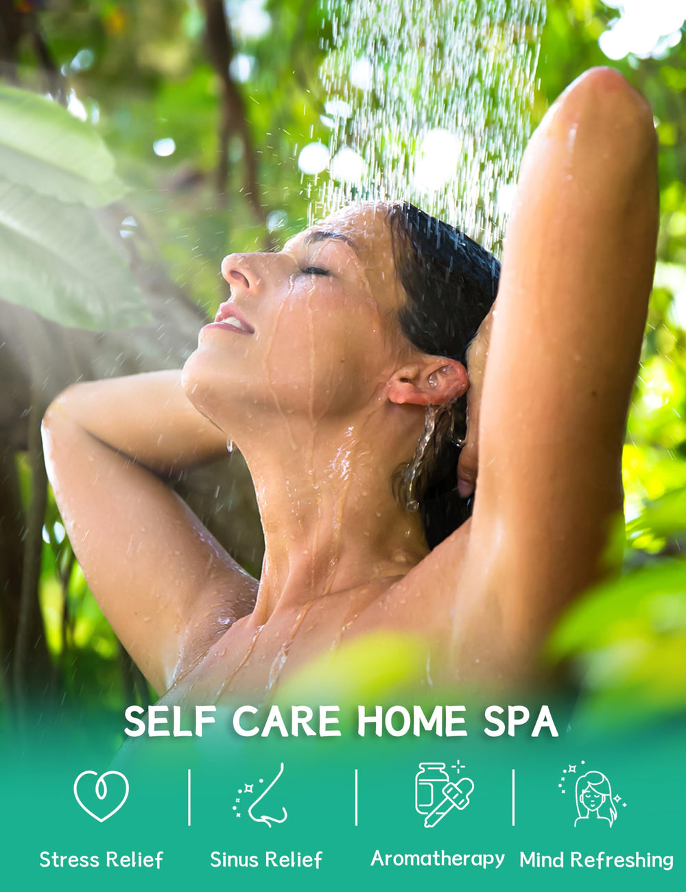 Time-release SEONNIX steamer design delivering extended aroma during a shower routine.