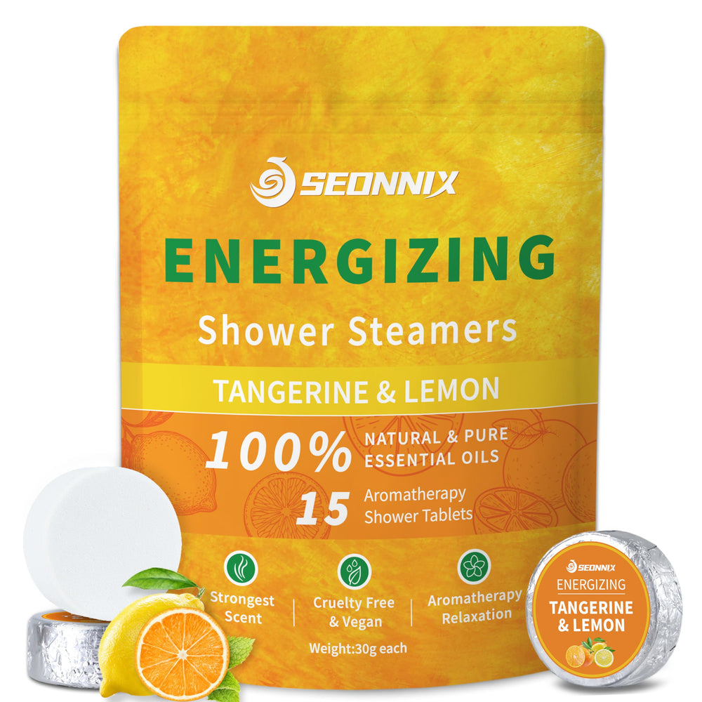 SEONNIX Shower Steamers pack front view highlights a mood-boosting aromatherapy ritual