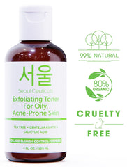 SeoulCeuticals bottle in a clean skincare setup suitable for daily use.