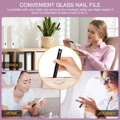 SEPHANNA Glass Nail File with purple case for gentle shaping.