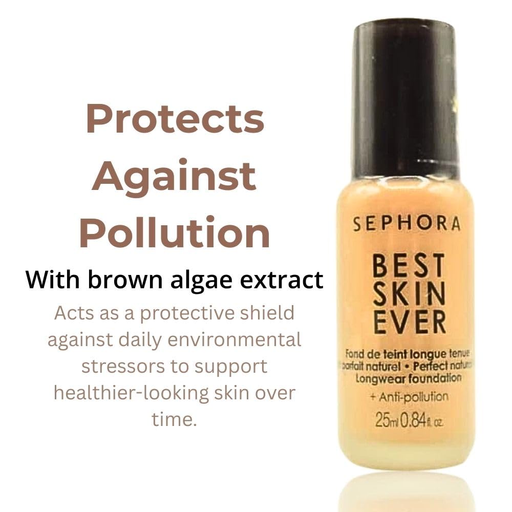 SEPHORA Best Skin Ever bottle closeup on skin shows natural finish and smooth texture.