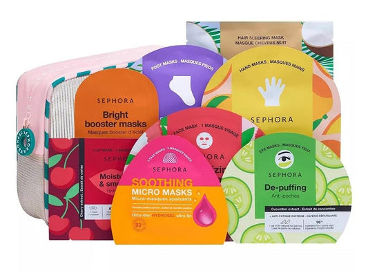 SEPHORA Collection 8 Face & Body Mask Set gift pouch provides quick hydration for at-home spa