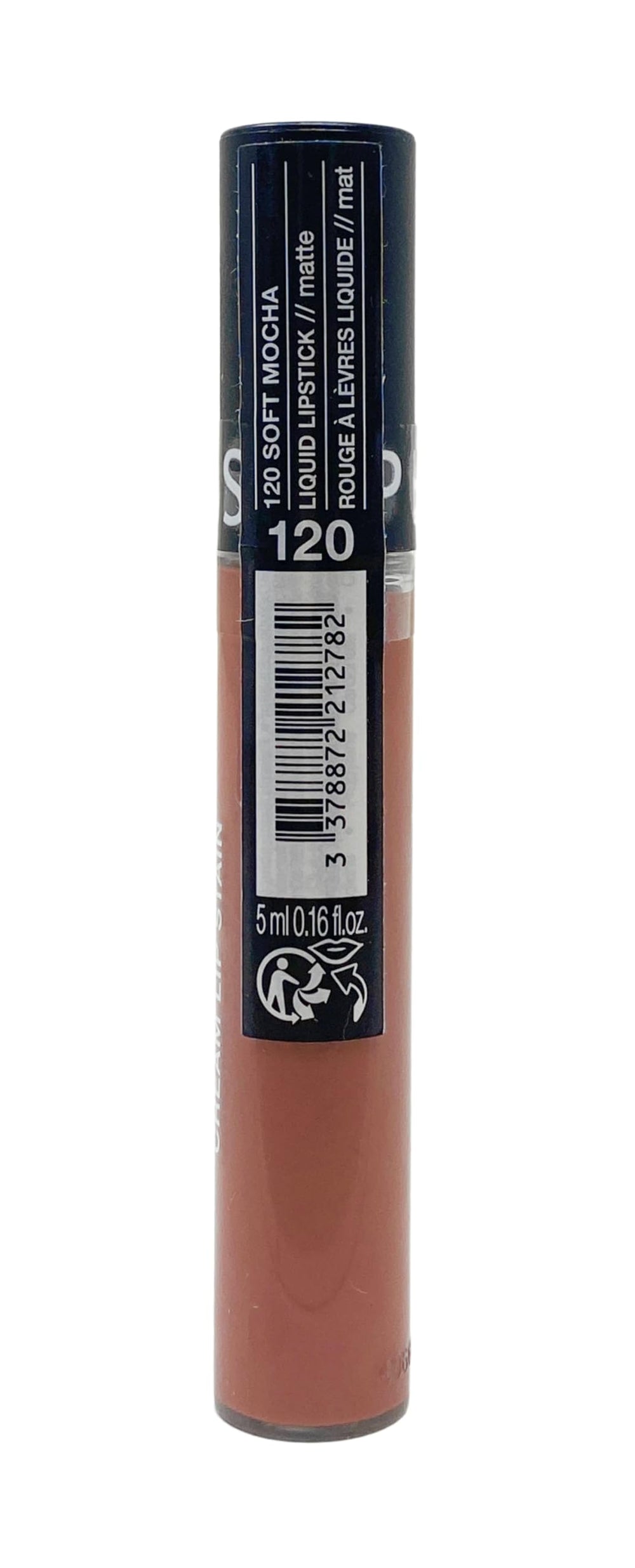 SEPHORA Collection Cream Lip Stain Soft Mocha applicator closeup highlights precise, smooth application.