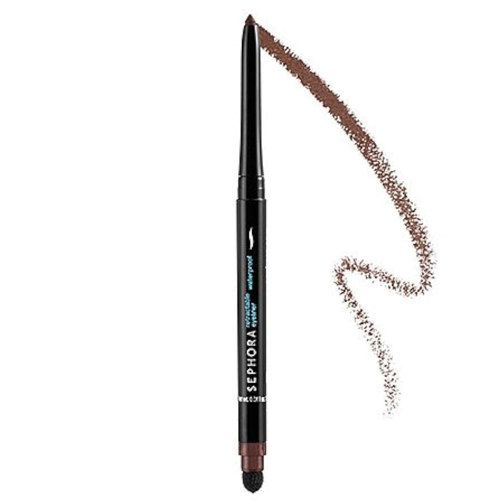 SEPHORA Collection retractable waterproof eyeliner in brown, front view showing precise tip for clean lines.