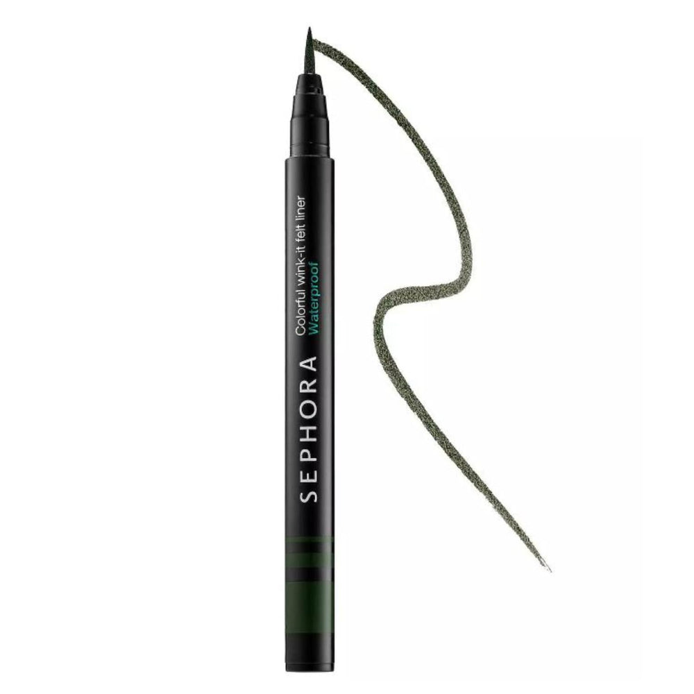 Sephora Wink-It Felt Liner Army Babe dark green for precise, long-lasting definition.