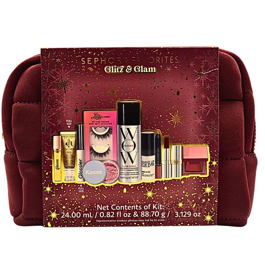 Sephora Glitz and Glam red lipstick for bold, long-lasting color in holiday looks.