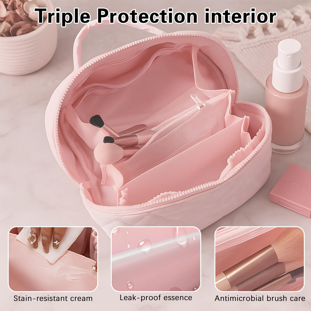 SEPSUMMER puff pink bag with wide opening enables quick access to items.