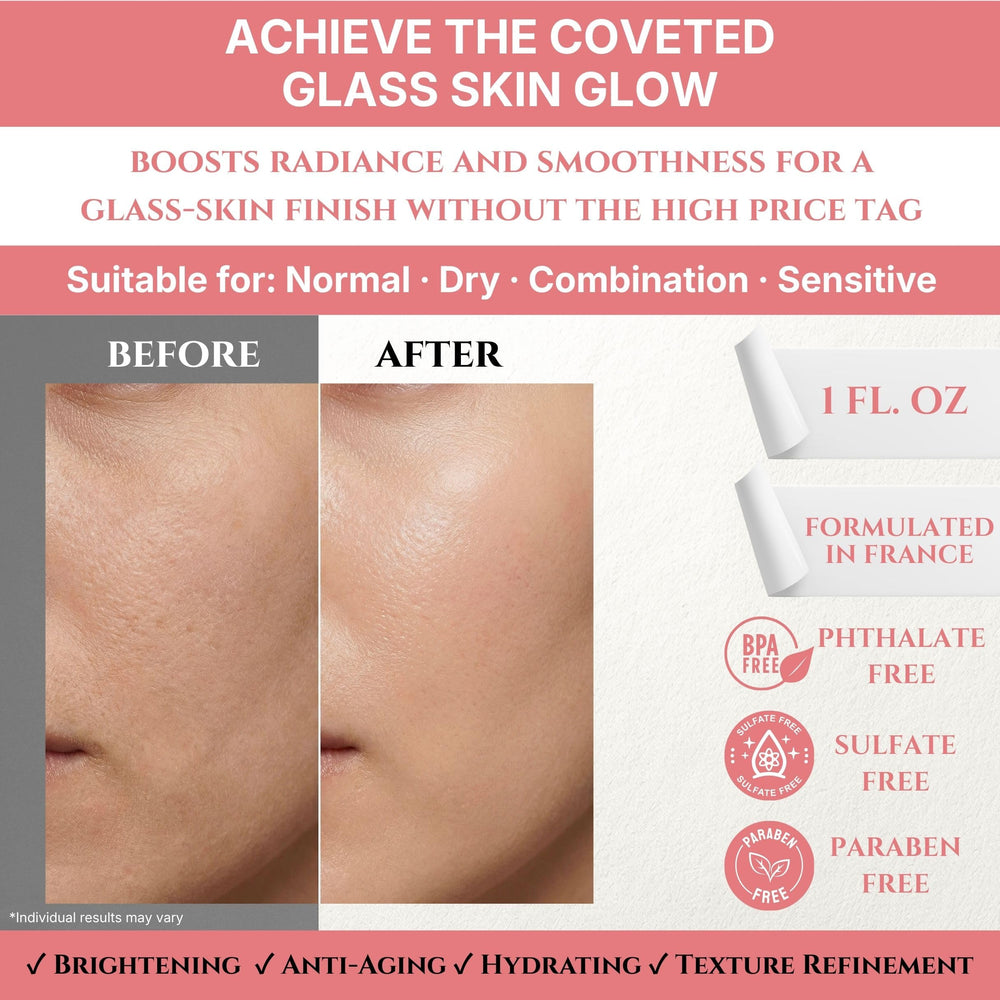 Glow-focused application of Seraphime Pink Serum for a brighter, even complexion.