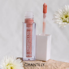Seraphine Botanicals Lip Stain application on lips shows precise color.