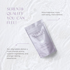 Serentii packaged shower steamer ready for travel and storage