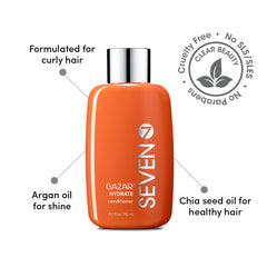 SEVEN Gazar Hydrate conditioner with argan and jojoba oils visible on shelf