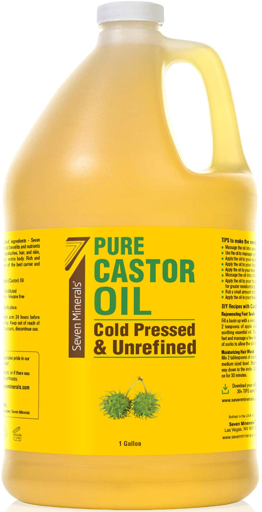 Seven Minerals castor oil bottle 1 gallon for versatile at-home use