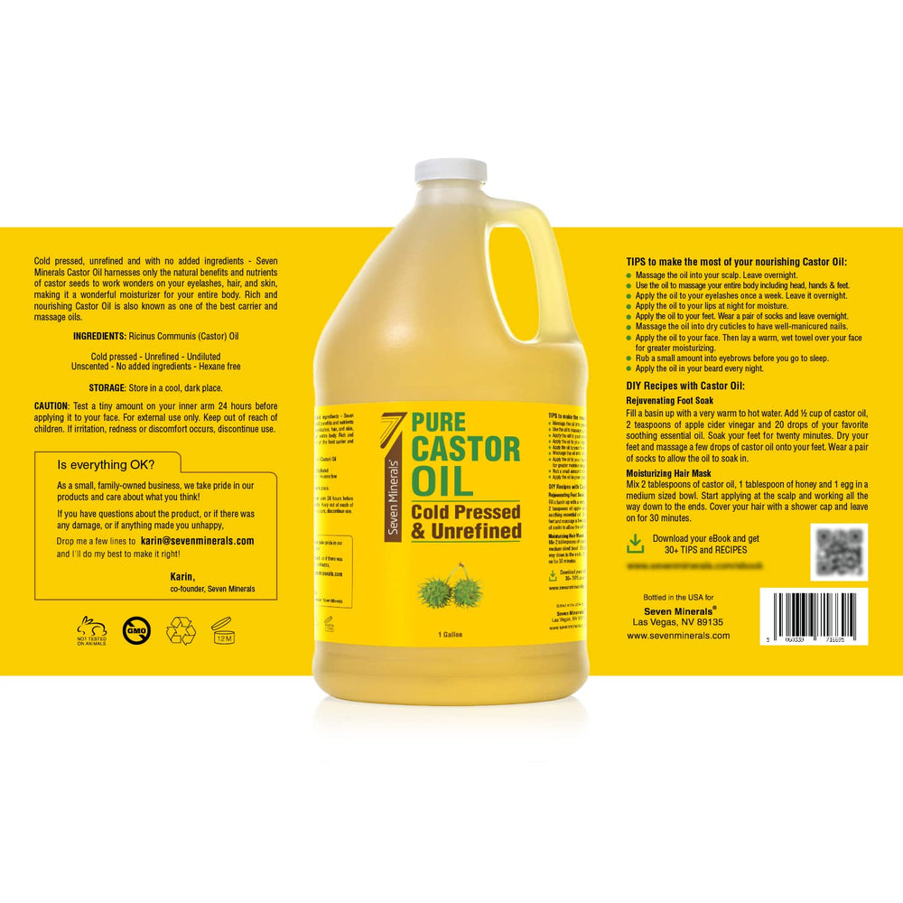 Eco-friendly packaging of Seven Minerals castor oil reduces plastic waste