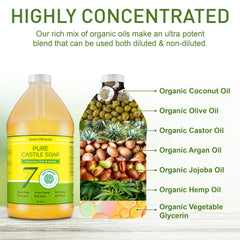 Seven Minerals Pure Castile Soap palm-oil-free claim emphasizes cruelty-free wildlife-friendly cleaning solution