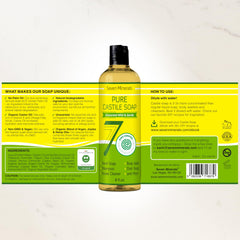 Seven Minerals Castile Soap, made in the USA, EWG Verified for purity and safety.