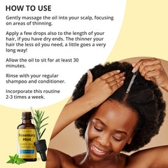Seven Minerals Rosemary Oil on hair showing added shine and strength