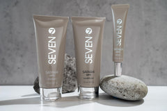SEVEN SATARA OPTI Shampoo packaging highlighting plant-based formula.