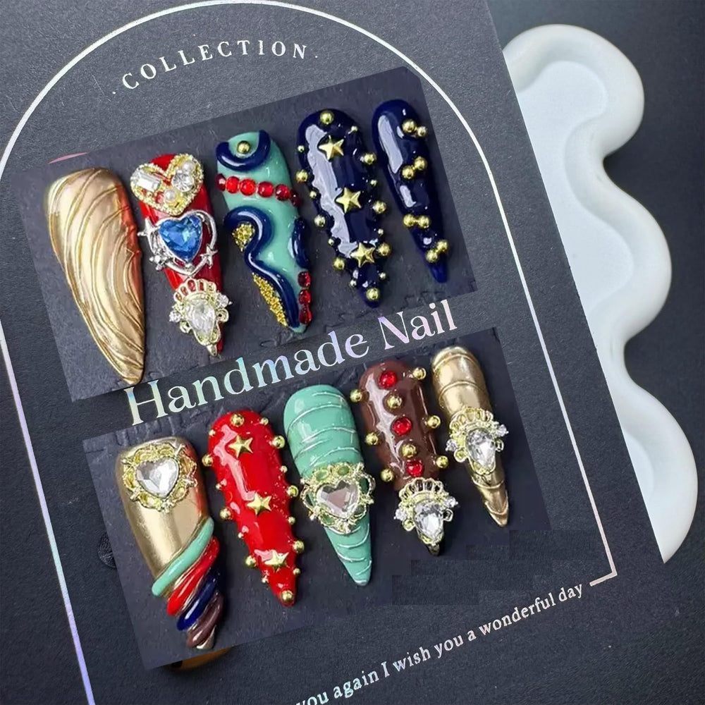 Sevgob rhinestone finished press on nails for quick DIY glam