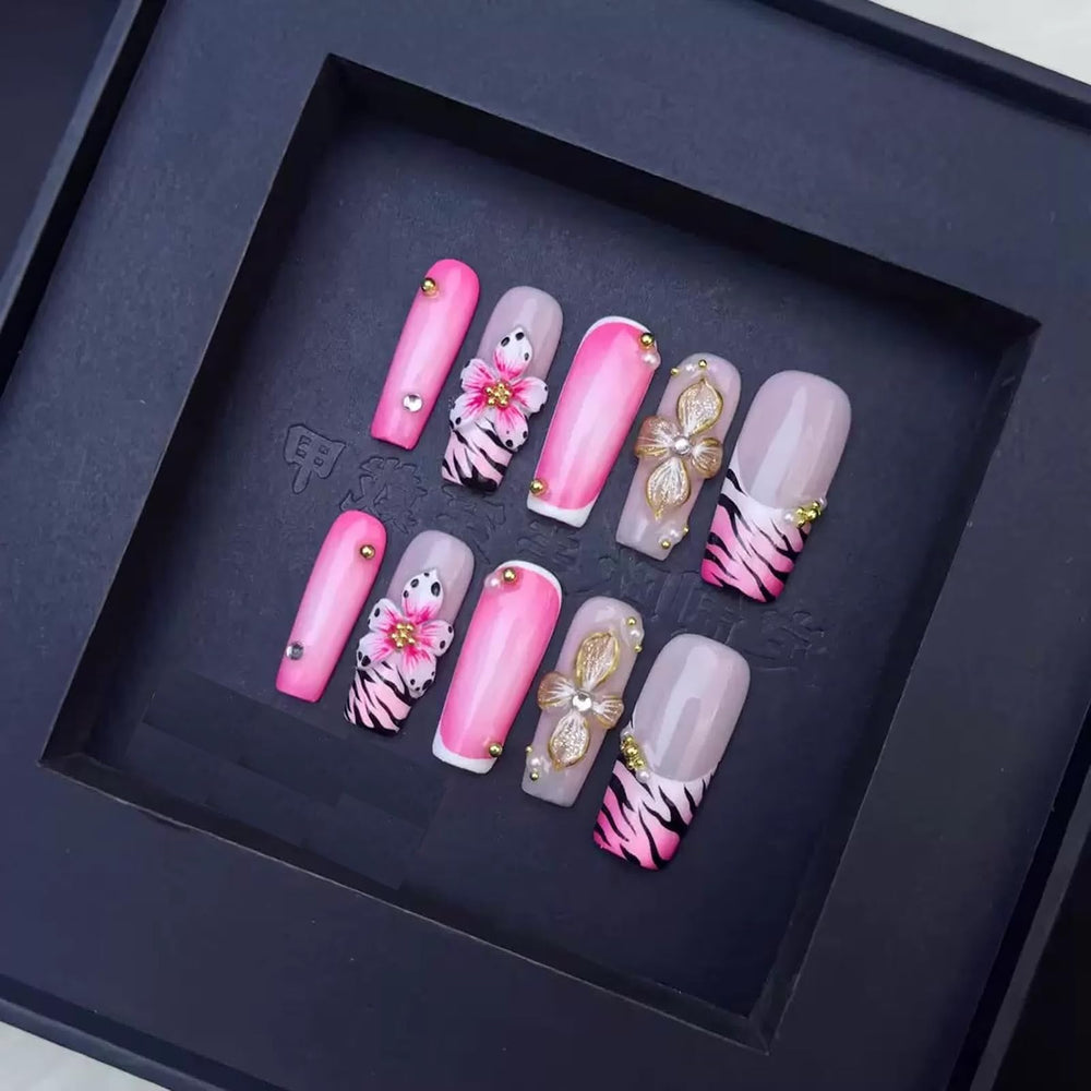 Sevgob rhinestone floral nails sparkle for special occasions