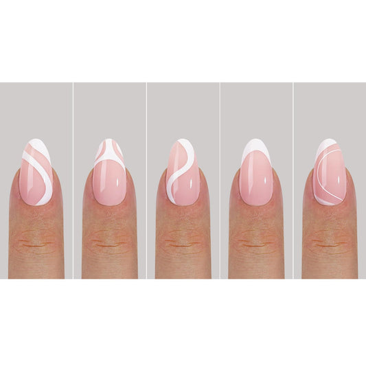 Sevgob white French tip press-on nails closeup showing salon-ready finish