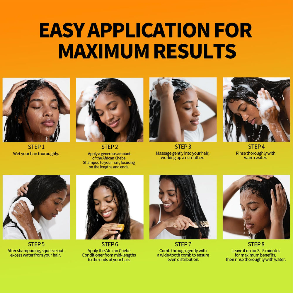 SEVICH Chebe massage during wash for scalp balance.