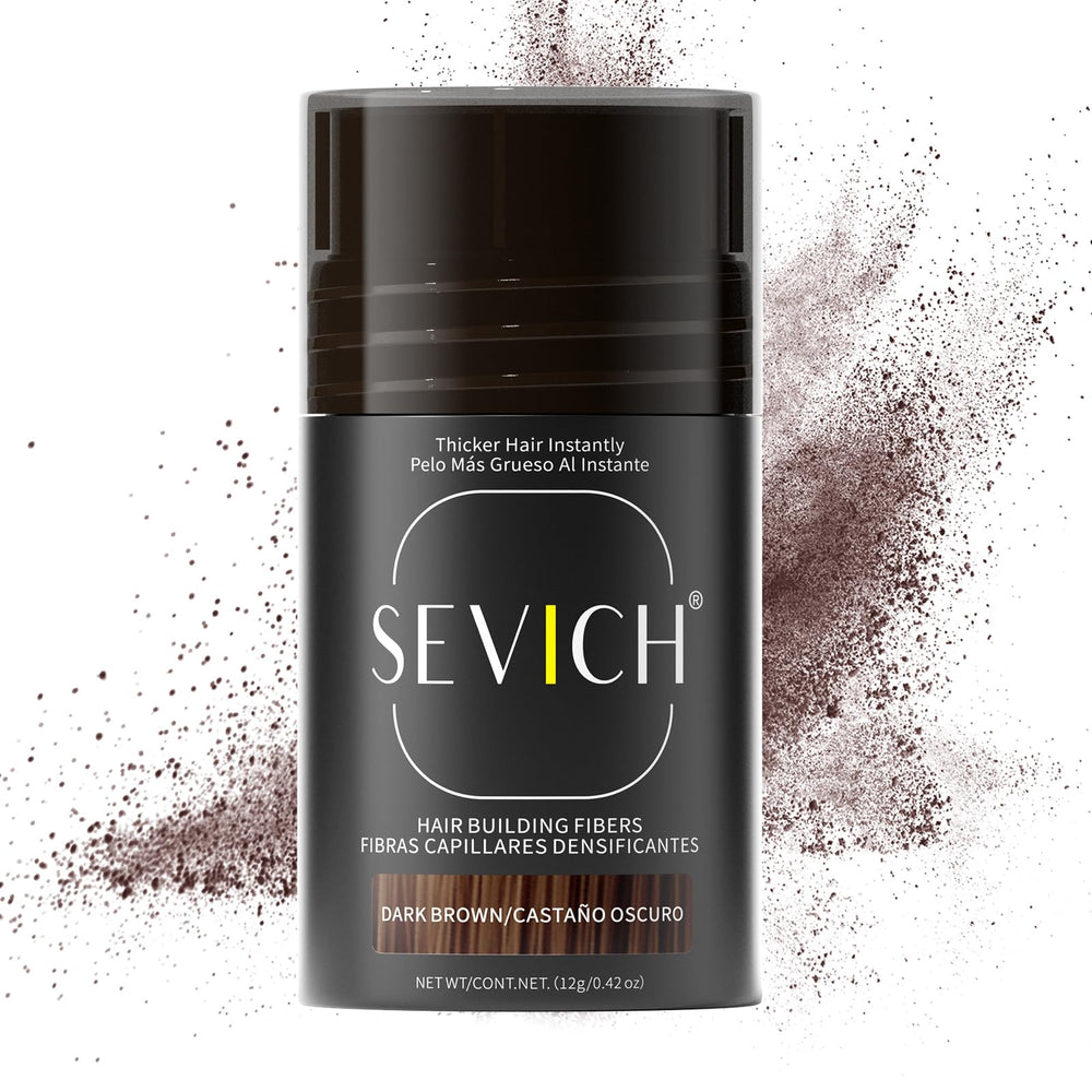 SEVICH Hair Fibers bottle pour shows quick, natural fullness for thinning hair.