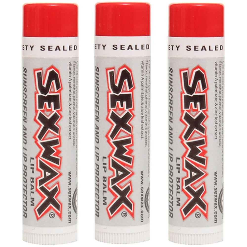 Sex Wax SPF 30 lip balm twist-up stick keeps lips moisturized for beach days.