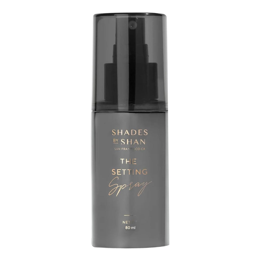 Shades by Shan Setting Spray bottle mist for a long-lasting, natural finish.