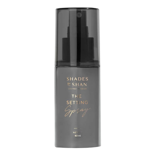 Shades by Shan Setting Spray bottle mist for a long-lasting, natural finish.