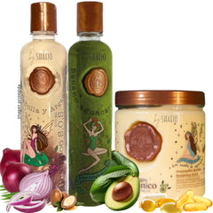 SHAEIO Onion Shampoo bottle with argan oil for scalp nourishment and shine