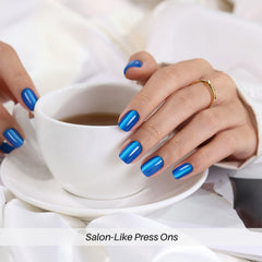 ShangMeng short gel nails royal blue wear demonstrate natural appearance and comfortable fit