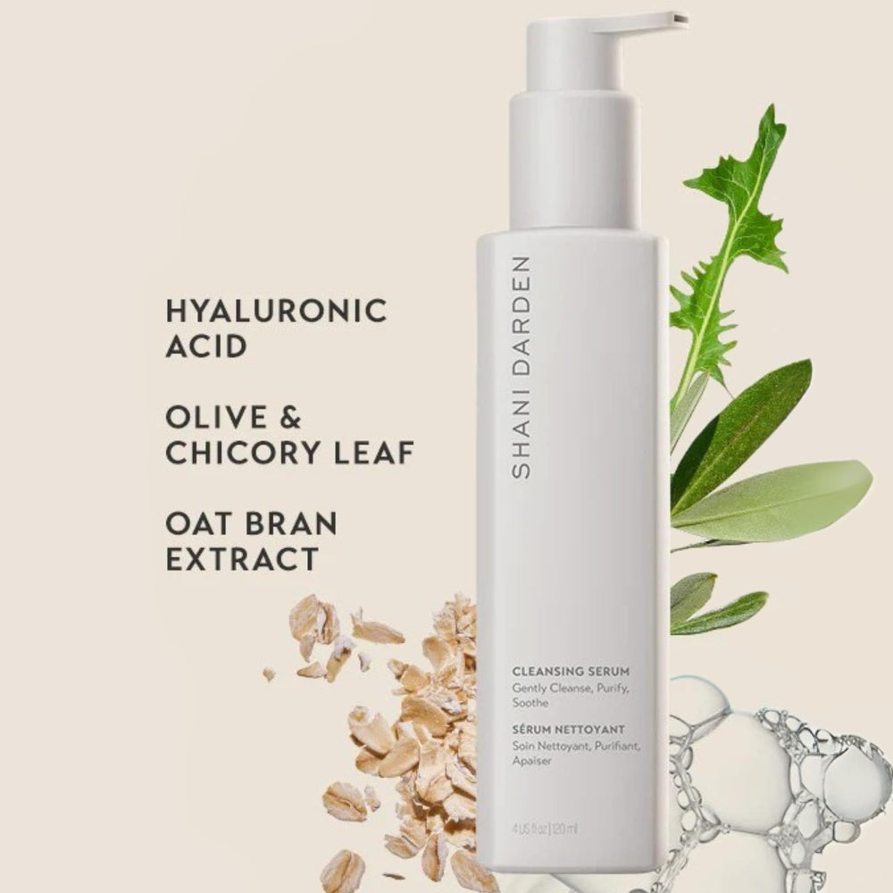 Shani Darden Cleansing Serum Face Wash makeup removal action supports clean skin prep.