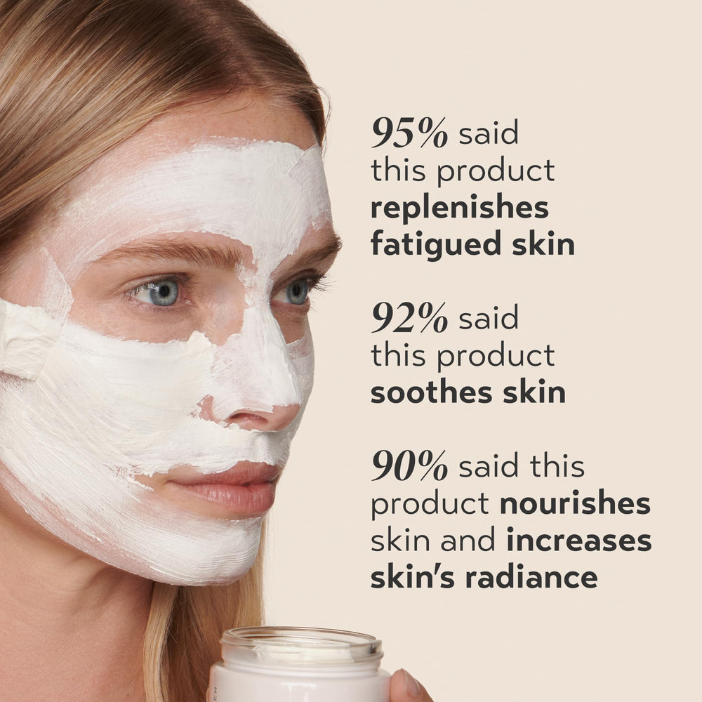 SHANI DARDEN Signature Nourishing Facial Mask ingredients display with colloidal oatmeal and squalane